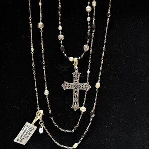 Multi Gem Silver(925) Cross Necklace